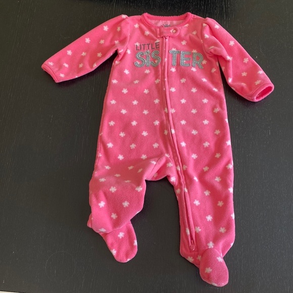 Child of Mine 2-Way Zip Little Sister Fleece Footie 3-6 Months - Picture 6 of 6